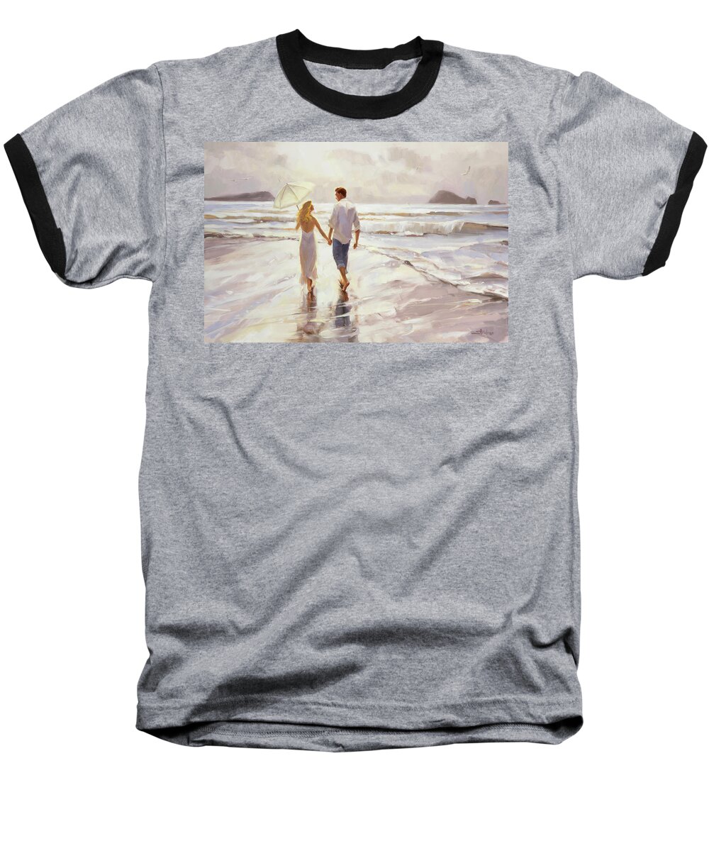 Romantic Baseball T-Shirt featuring the painting Hand in Hand by Steve Henderson