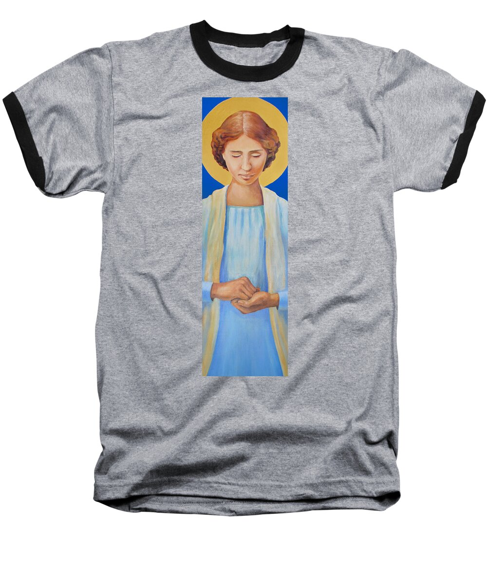 Helen Keller Baseball T-Shirt featuring the painting Helen Keller #1 by Linda Ruiz-Lozito