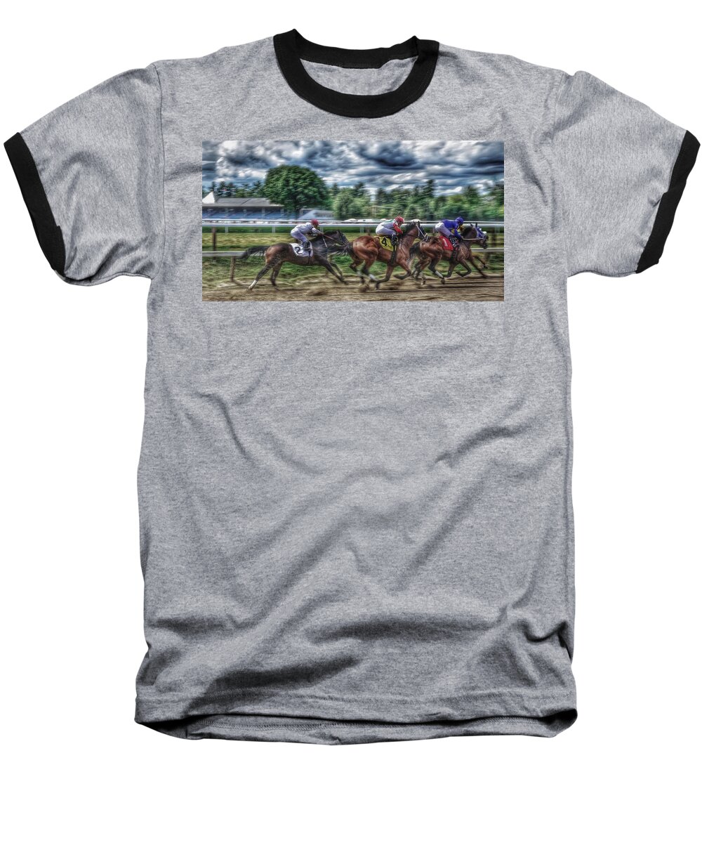Race Horses Baseball T-Shirt featuring the photograph Intensity #1 by Jeffrey PERKINS