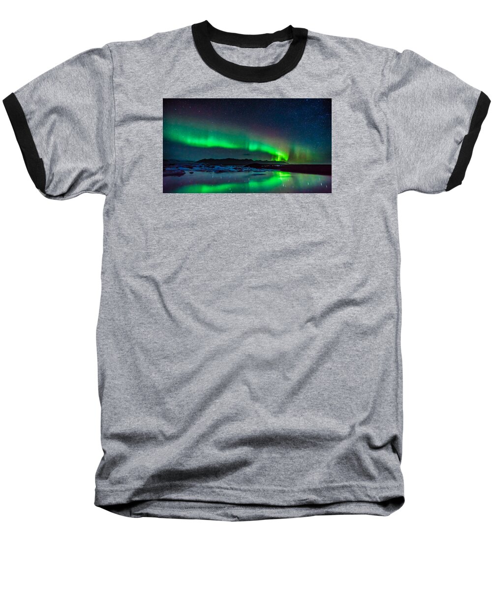 Lake Baseball T-Shirt featuring the photograph Jokulsarlon Aurora #1 by James Billings