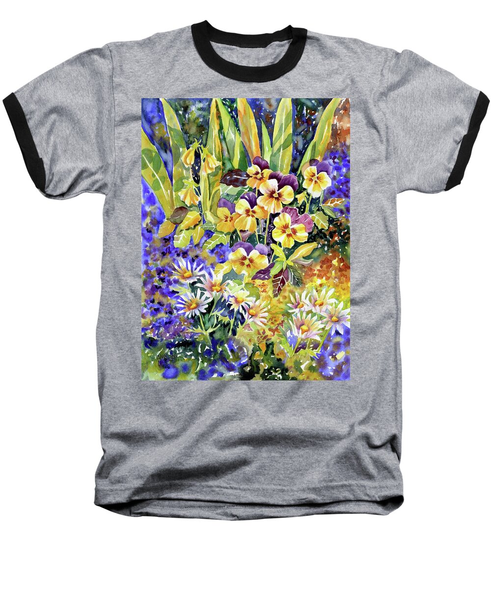 Watercolor Baseball T-Shirt featuring the painting Joyful Noise #1 by Ann Nicholson