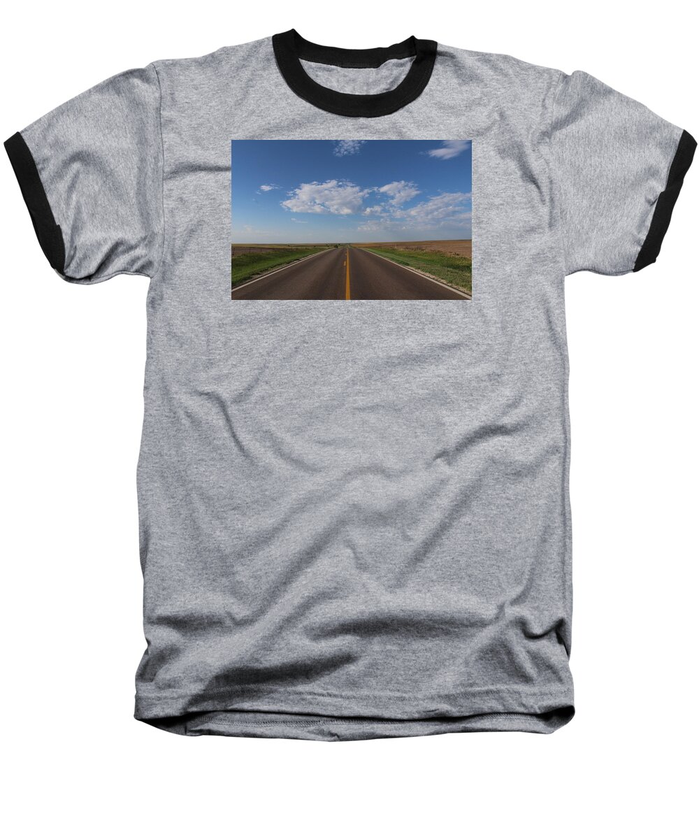 Kansas Baseball T-Shirt featuring the photograph Kansas Road #1 by Suzanne Lorenz