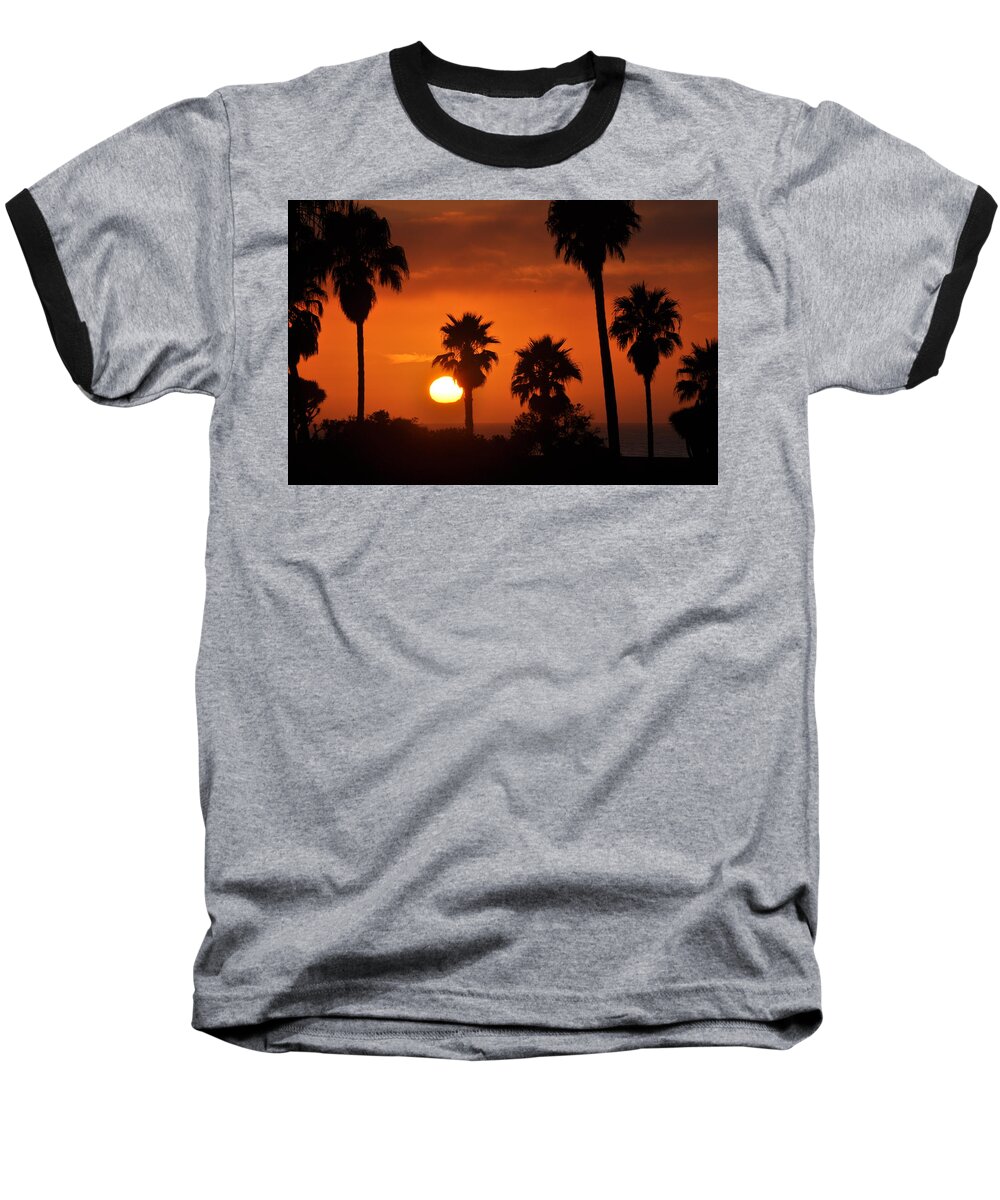 Sunset Baseball T-Shirt featuring the photograph La Jolla Sunset #1 by Bridgette Gomes