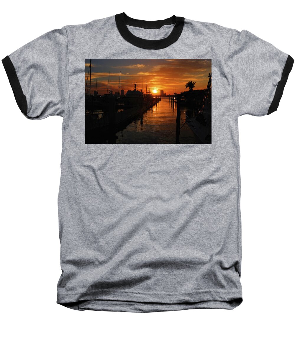 Sunrise Baseball T-Shirt featuring the photograph 1- Lake Park marina by Joseph Keane