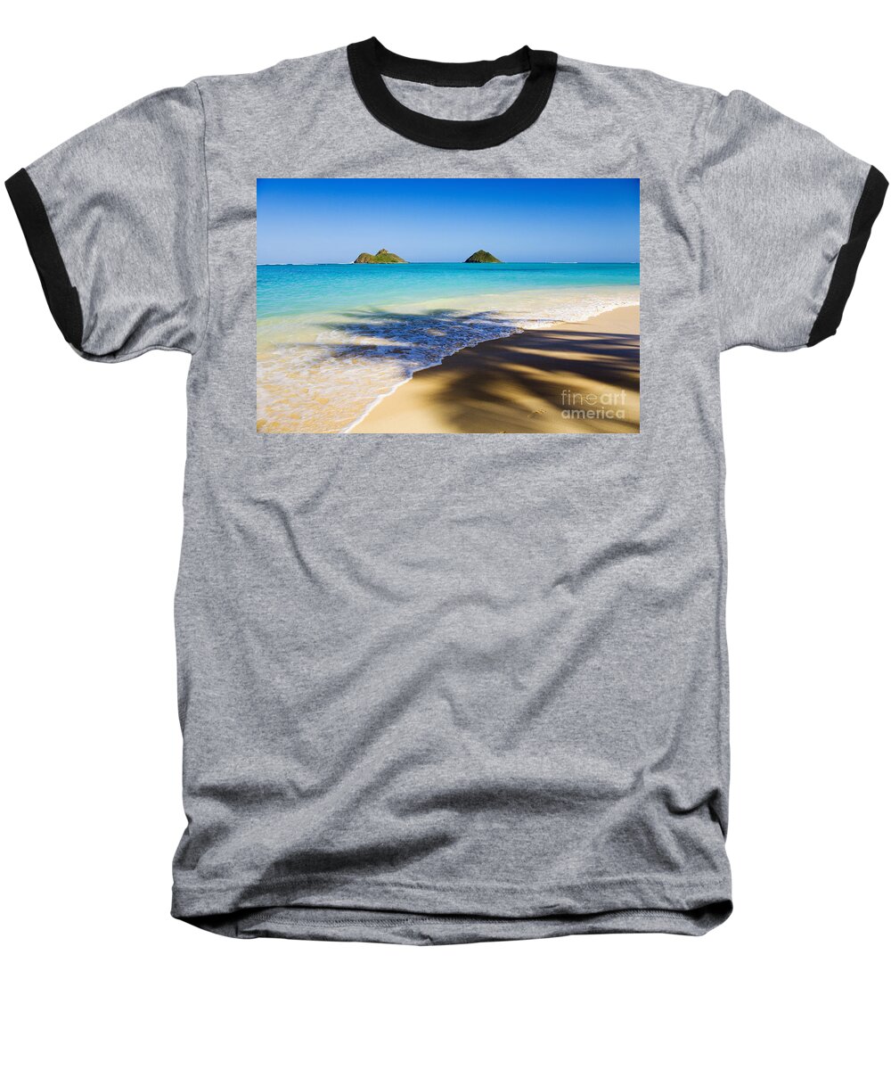 Aqua Baseball T-Shirt featuring the photograph Lanikai, Mokulua Islands #1 by Tomas del Amo - Printscapes
