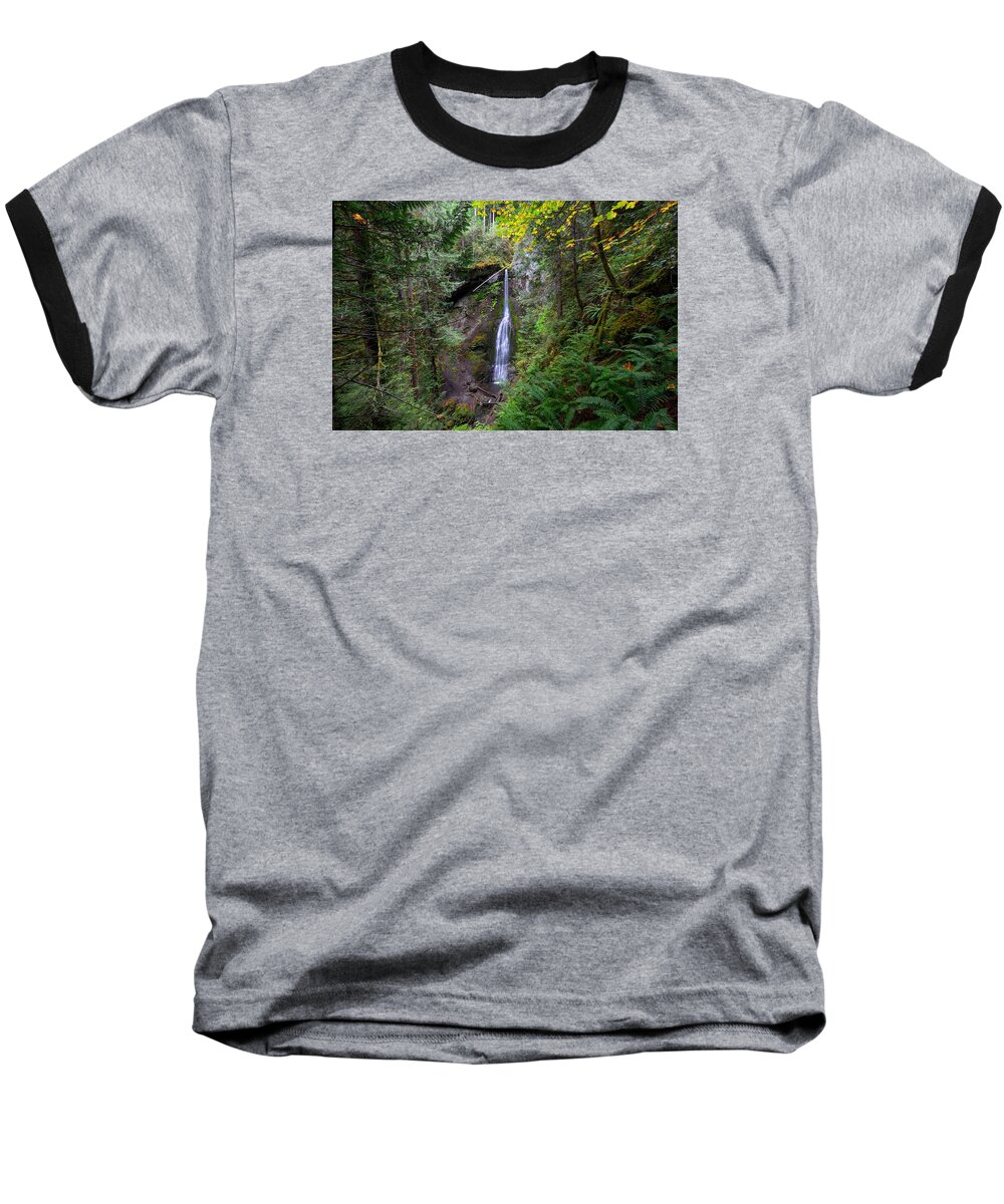 Mark Whitt Baseball T-Shirt featuring the photograph Marymere Falls #1 by Mark Whitt