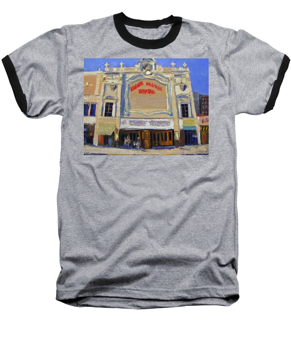 Movies Baseball T-Shirt featuring the painting Memories Loews Paradise Bronx by Gail Eisenfeld