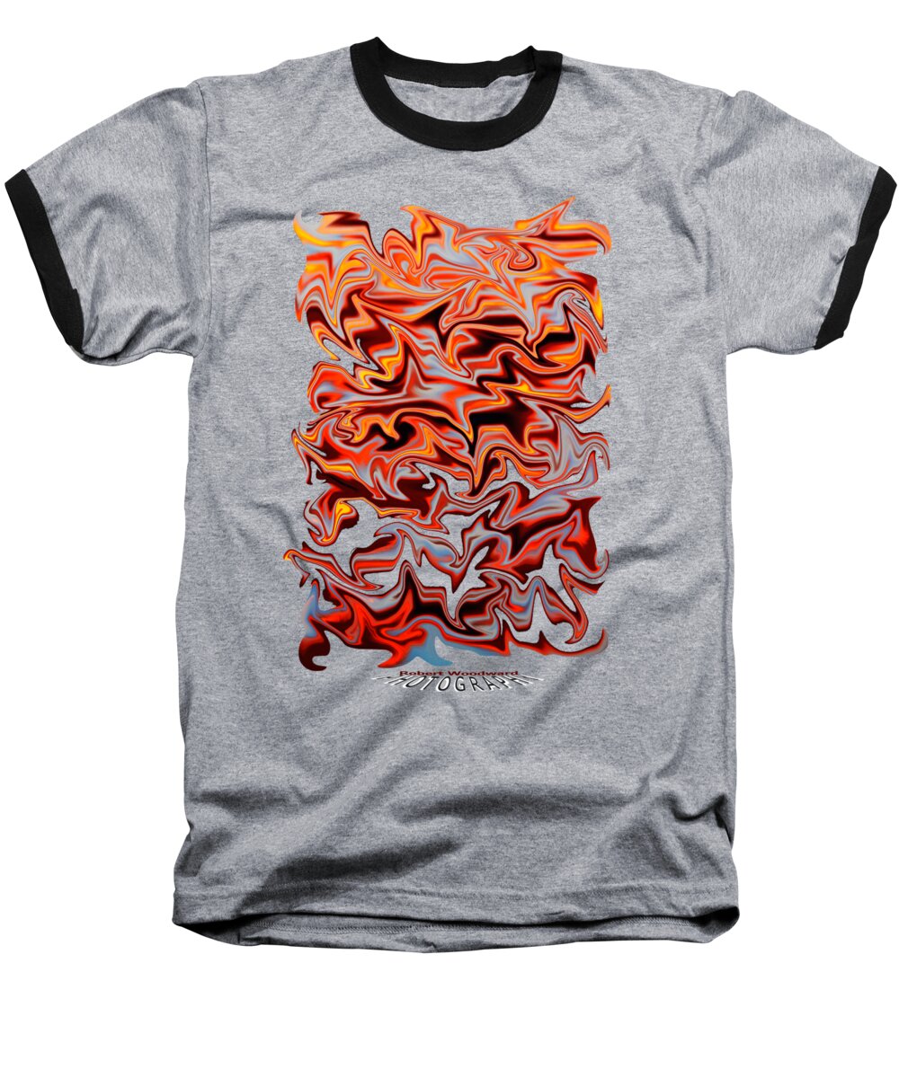 Orange Baseball T-Shirt featuring the digital art Metallic Fire Transparency by Robert Woodward