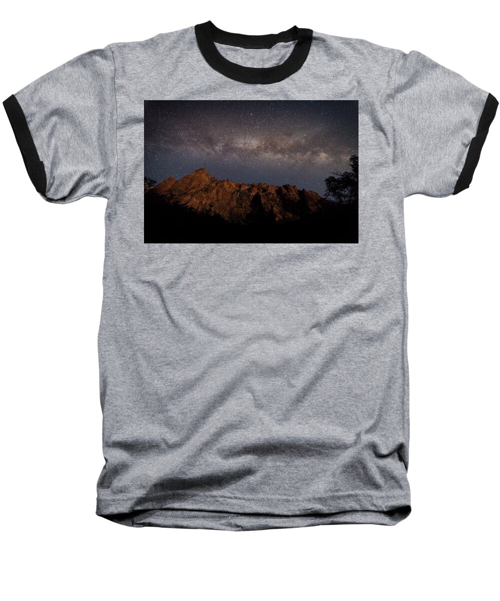 Milkyway Baseball T-Shirt featuring the photograph Milky Way Galaxy Over Zion Canyon #2 by David Watkins