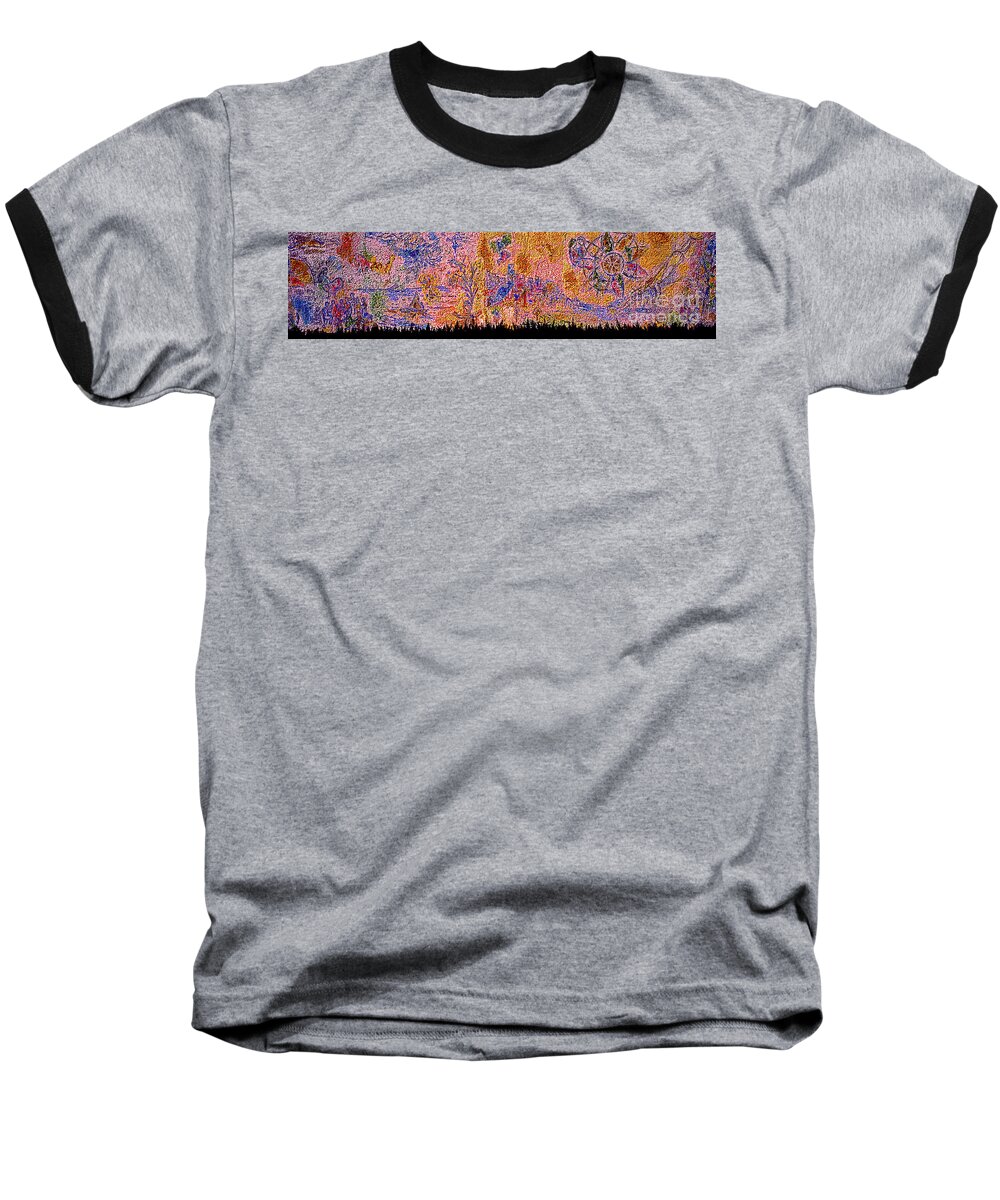 National Baseball T-Shirt featuring the photograph National Bank Plaza Monroe and Dearborn Clark Chagall Mosaic Chi by Tom Jelen