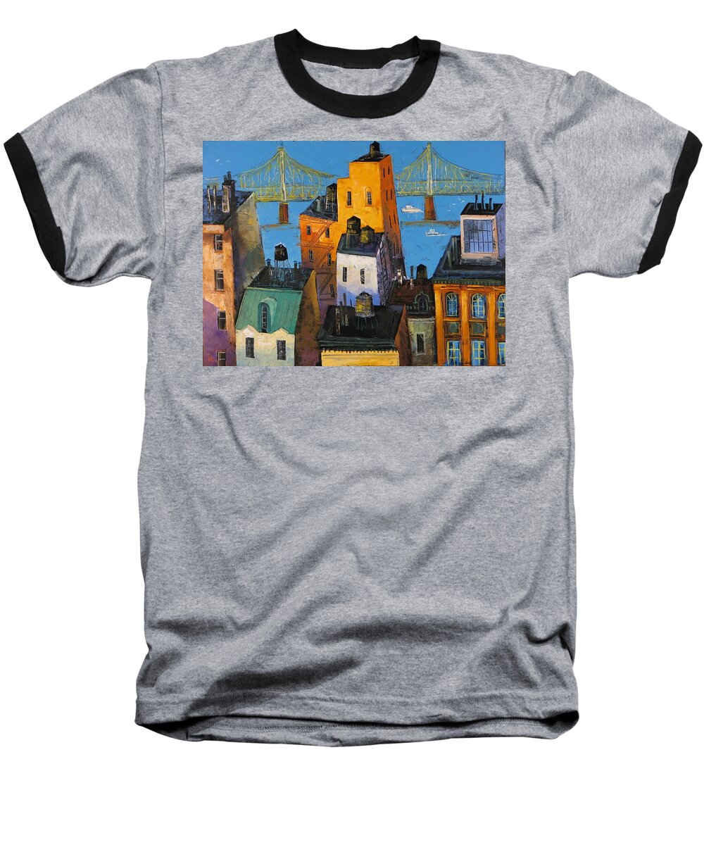 Motif Baseball T-Shirt featuring the painting New York #2 by Mikhail Zarovny