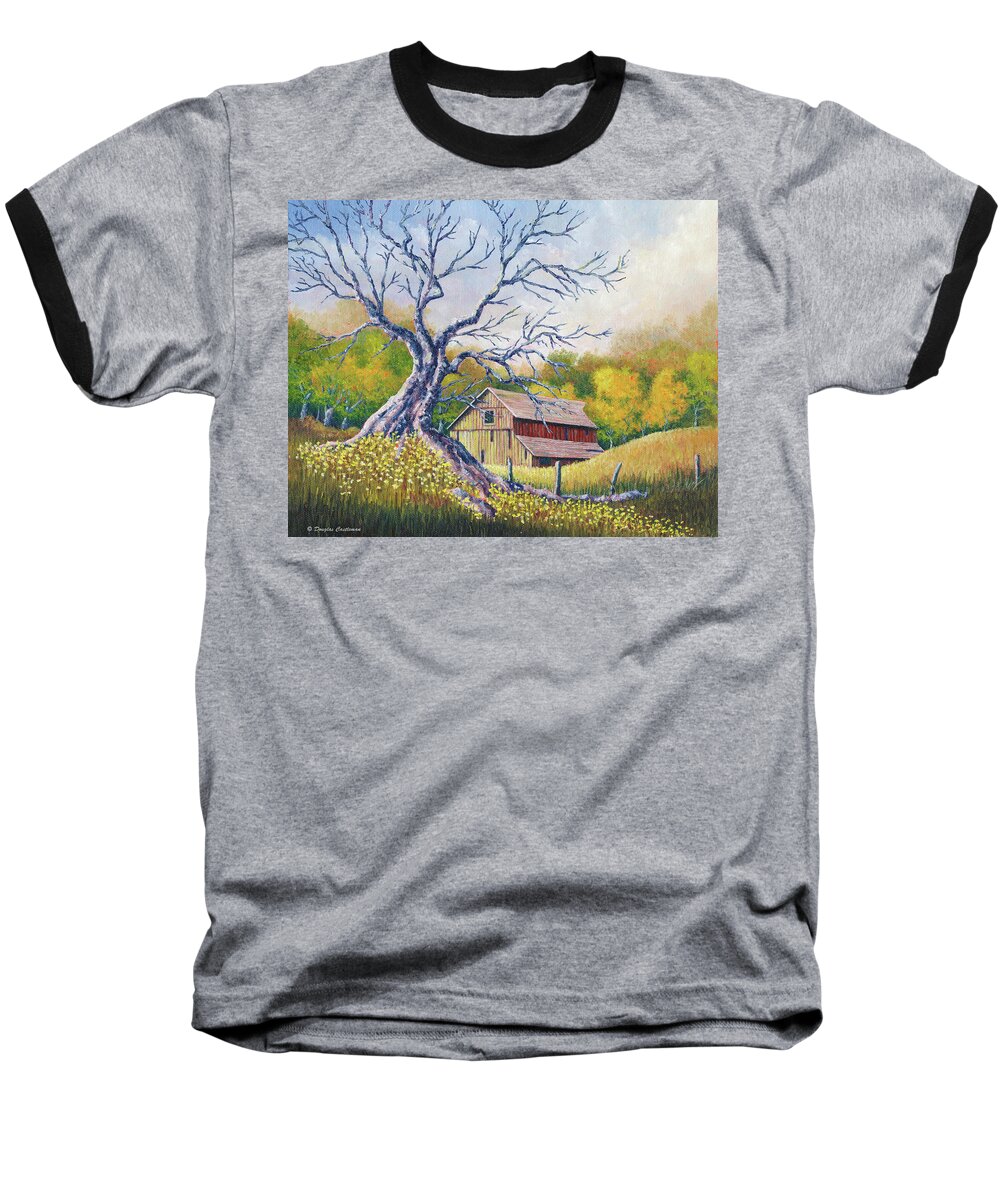 Landscape Baseball T-Shirt featuring the painting Old Barn #1 by Douglas Castleman