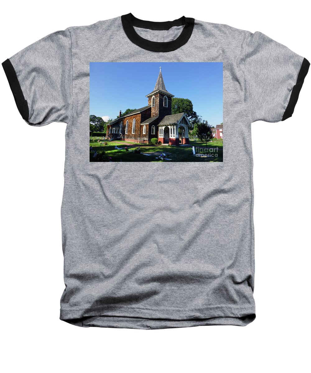 Old Grace Church Baseball T-Shirt featuring the photograph Old Grace Church Massapequa #1 by Steven Spak
