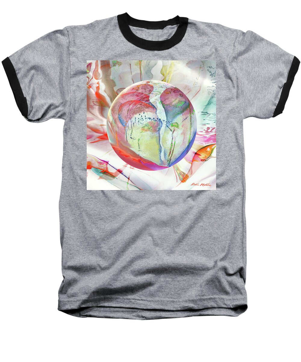 Oriental Abstract Baseball T-Shirt featuring the digital art Orbiental Expression #1 by Robin Moline