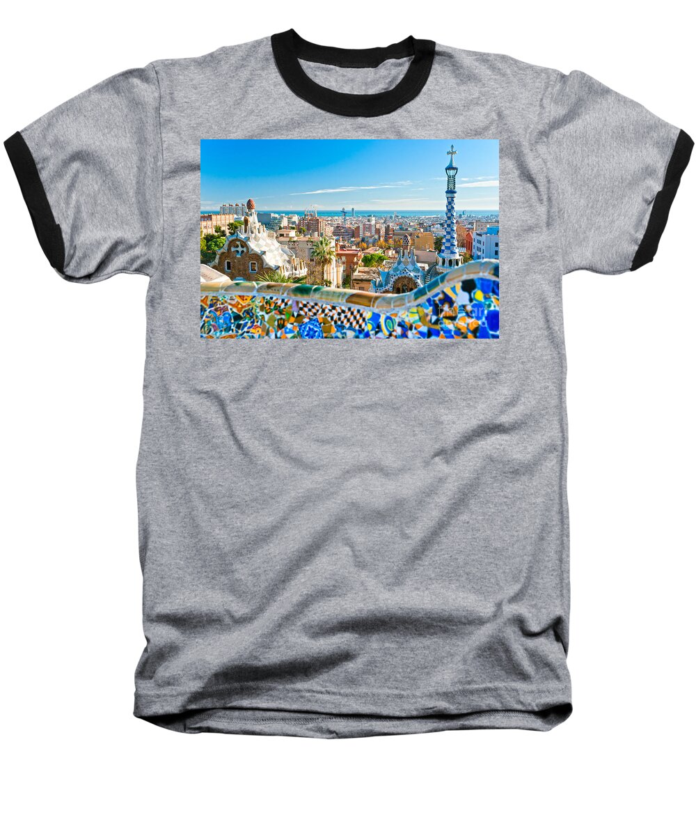 Architecture Baseball T-Shirt featuring the photograph Park Guell Barcelona #1 by Luciano Mortula