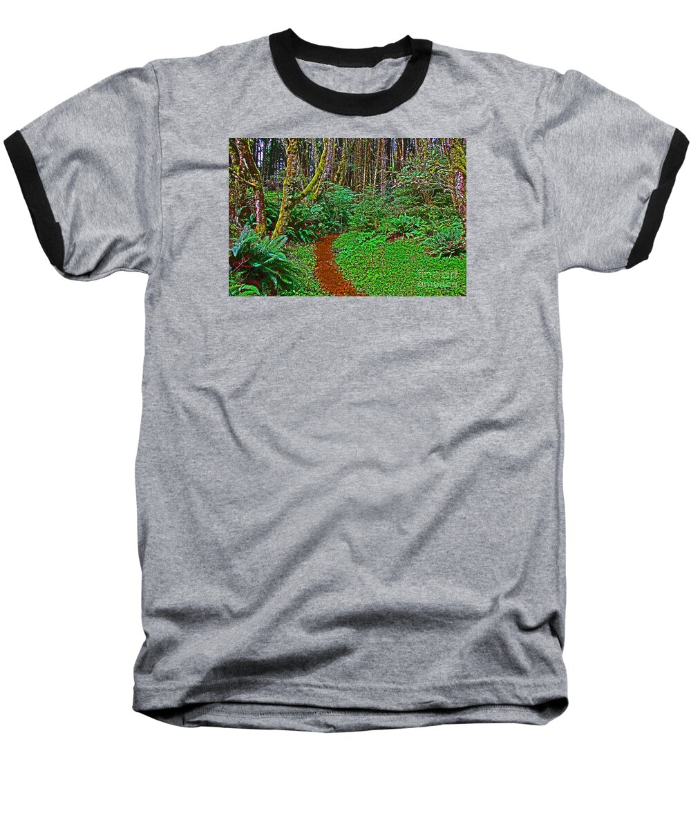 Impressionistic Baseball T-Shirt featuring the photograph Path in the Woods #1 by David Frederick