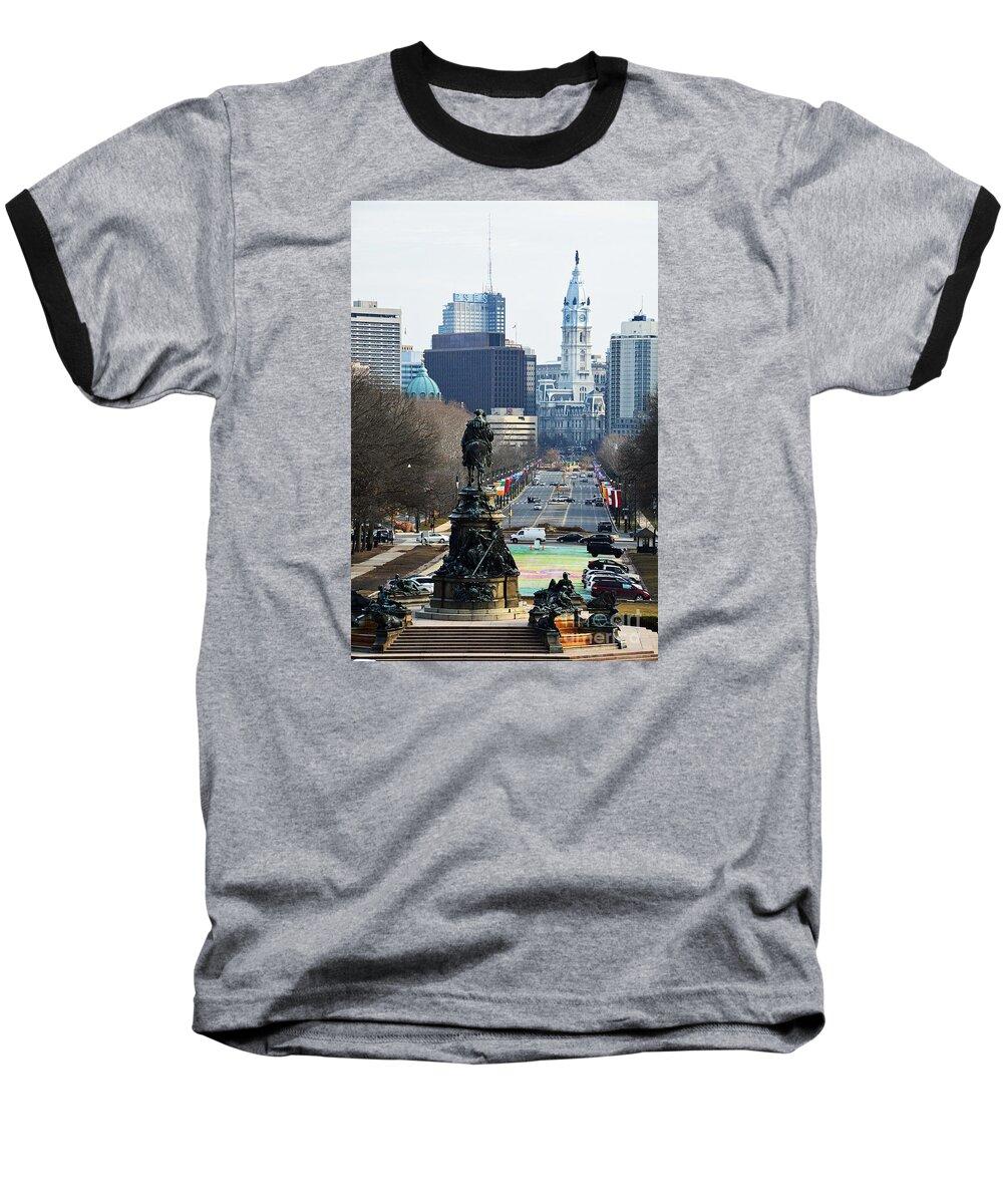 Cities Baseball T-Shirt featuring the photograph Philadelphia - The Parkway #1 by Cindy Manero