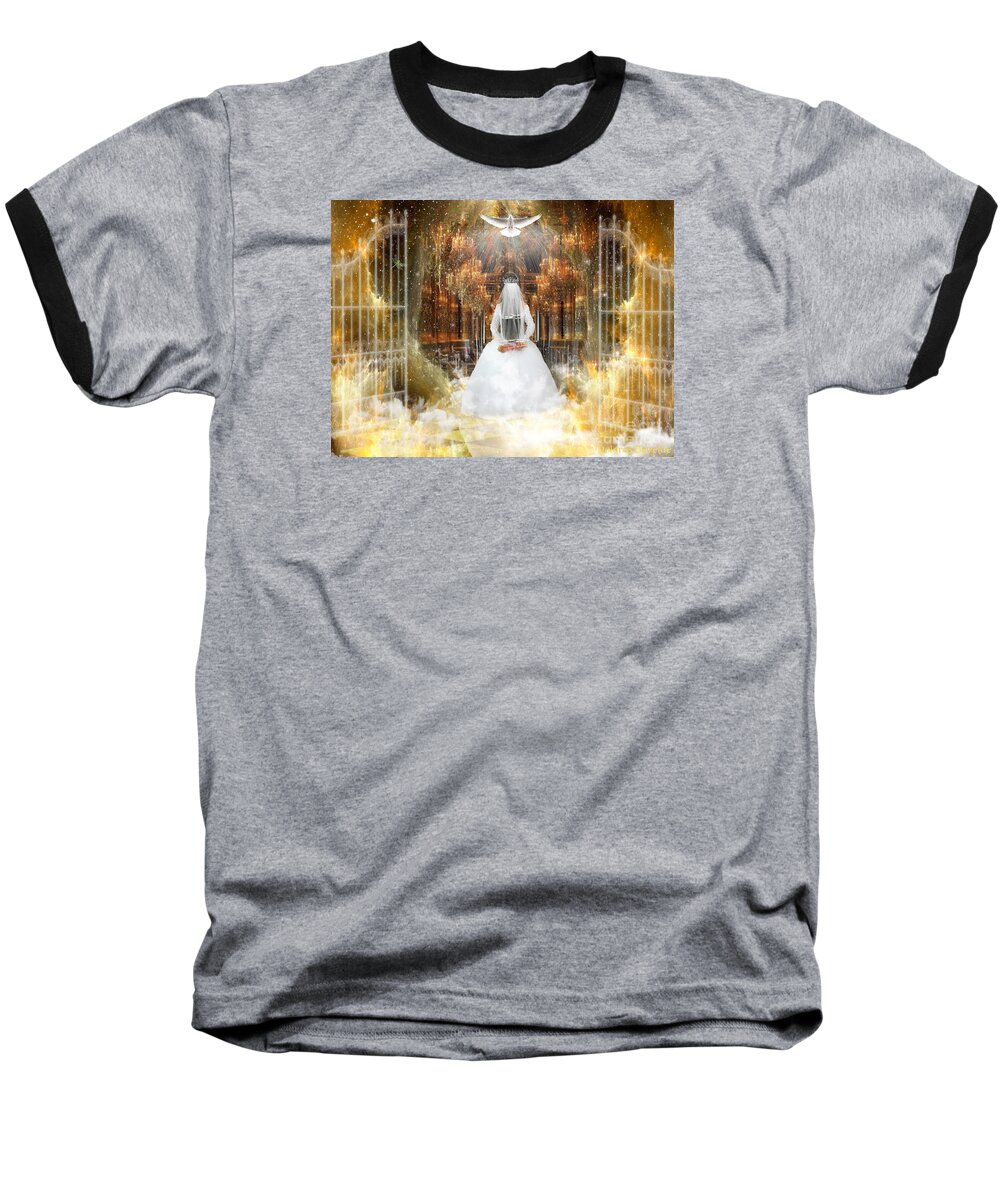 Pure Bride Baseball T-Shirt featuring the digital art Pure Bride #1 by Dolores Develde