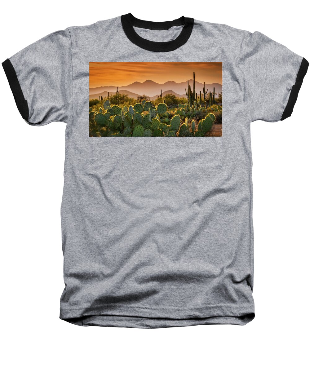 Sunset Baseball T-Shirt featuring the photograph Pure Sonoran Gold #1 by Saija Lehtonen
