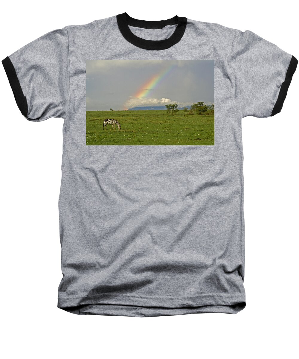 Africa Baseball T-Shirt featuring the photograph Rainbow Over the Masai Mara #1 by Michele Burgess