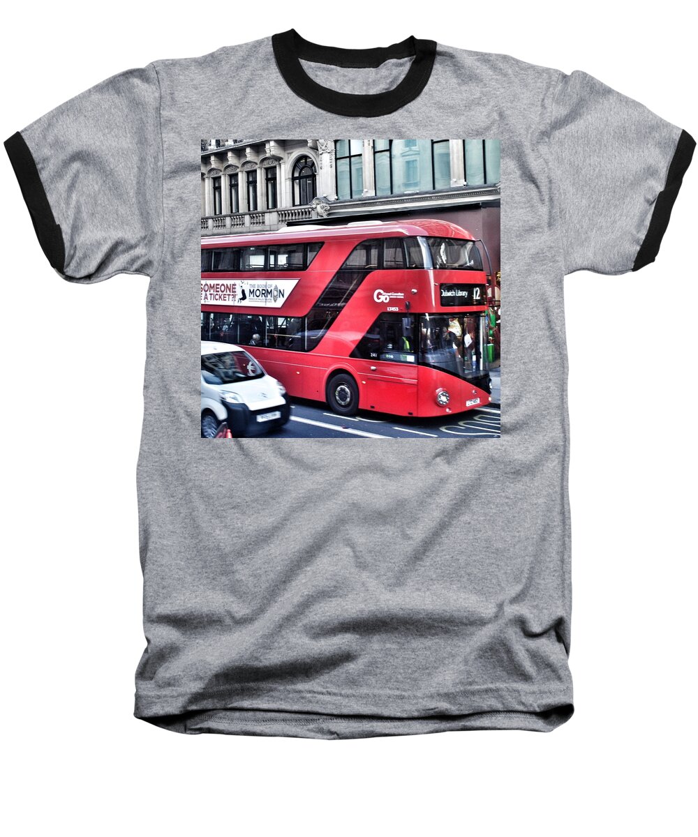 London Baseball T-Shirt featuring the photograph Red Bus in London #3 by Joshua Miranda