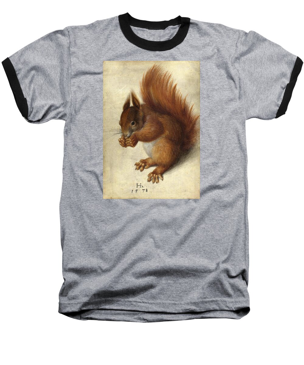 Hans Hoffmann Baseball T-Shirt featuring the painting Red Squirrel #1 by Hans Hoffmann