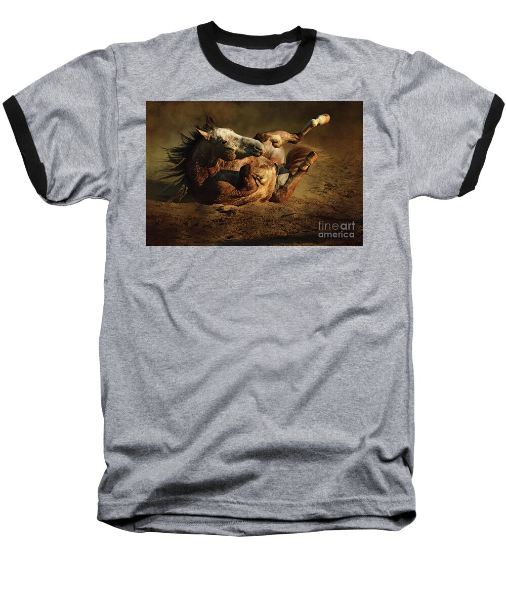 Animal Baseball T-Shirt featuring the photograph Beautiful Rolling Horse by Dimitar Hristov