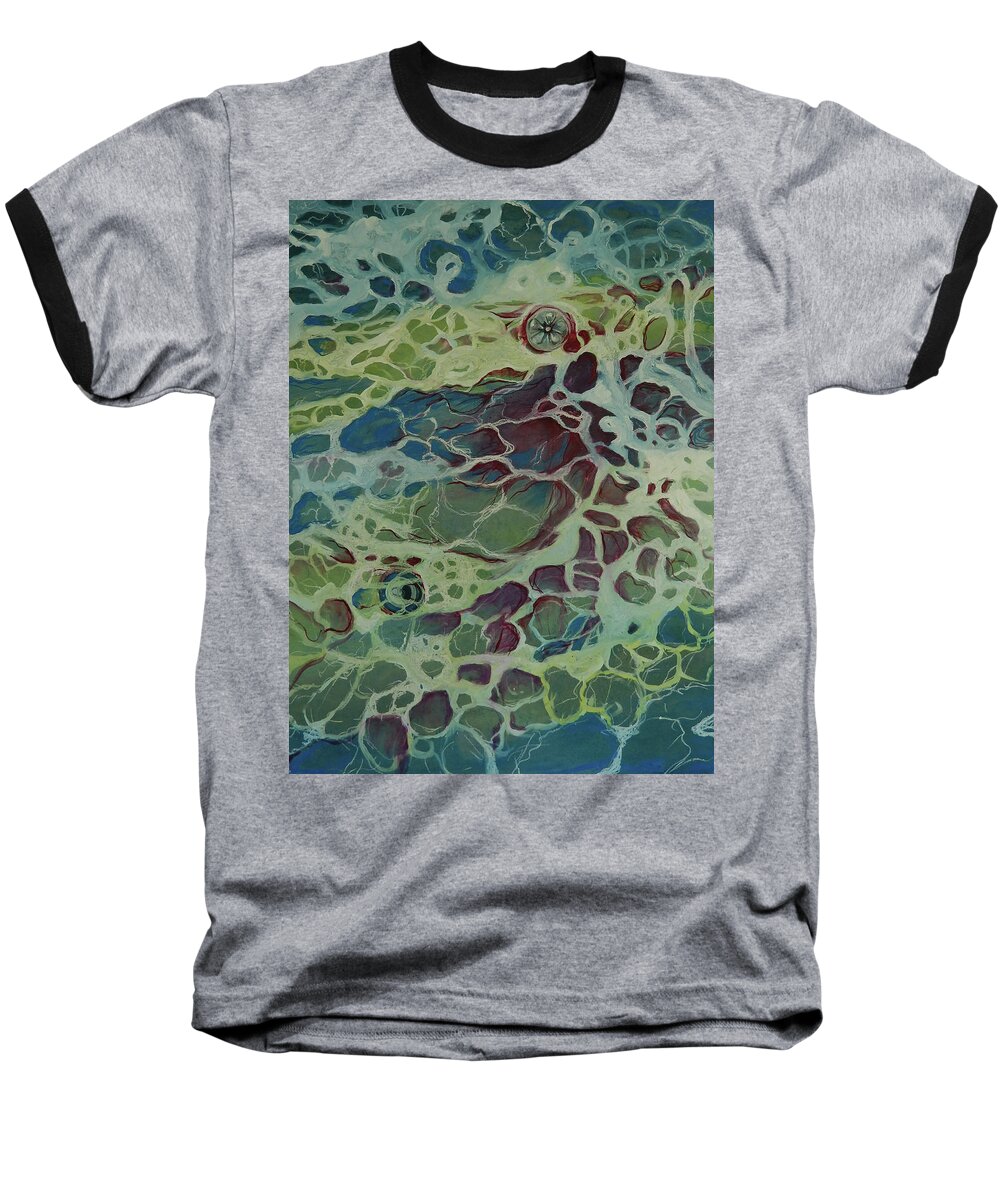Sea Baseball T-Shirt featuring the painting Sea Foam #1 by Art Nomad Sandra Hansen