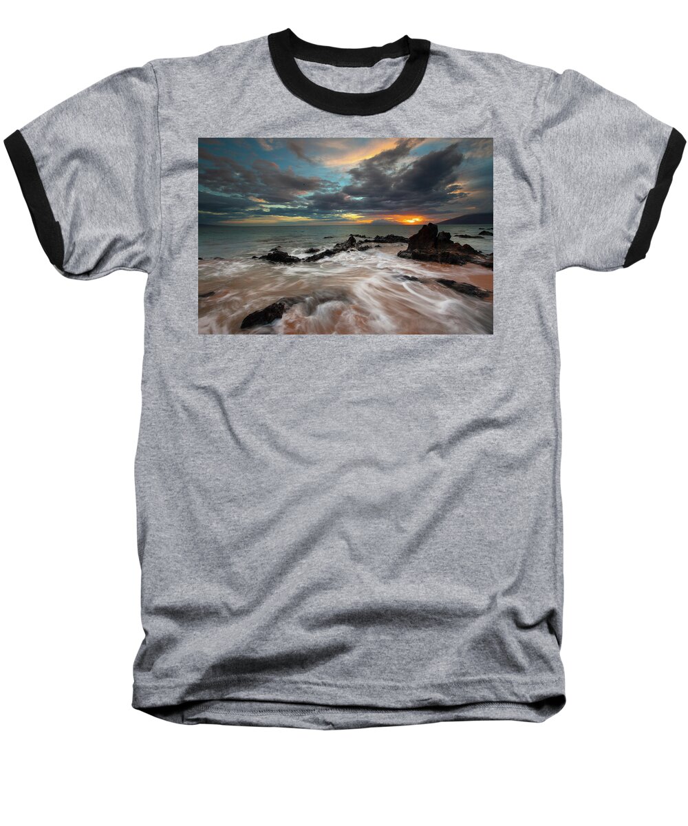 Charlie Young Kihei Maui Hawaii Sunset Clouds Seascape Ocean Tjdes Fine Art Photography Baseball T-Shirt featuring the photograph Serenity #1 by James Roemmling