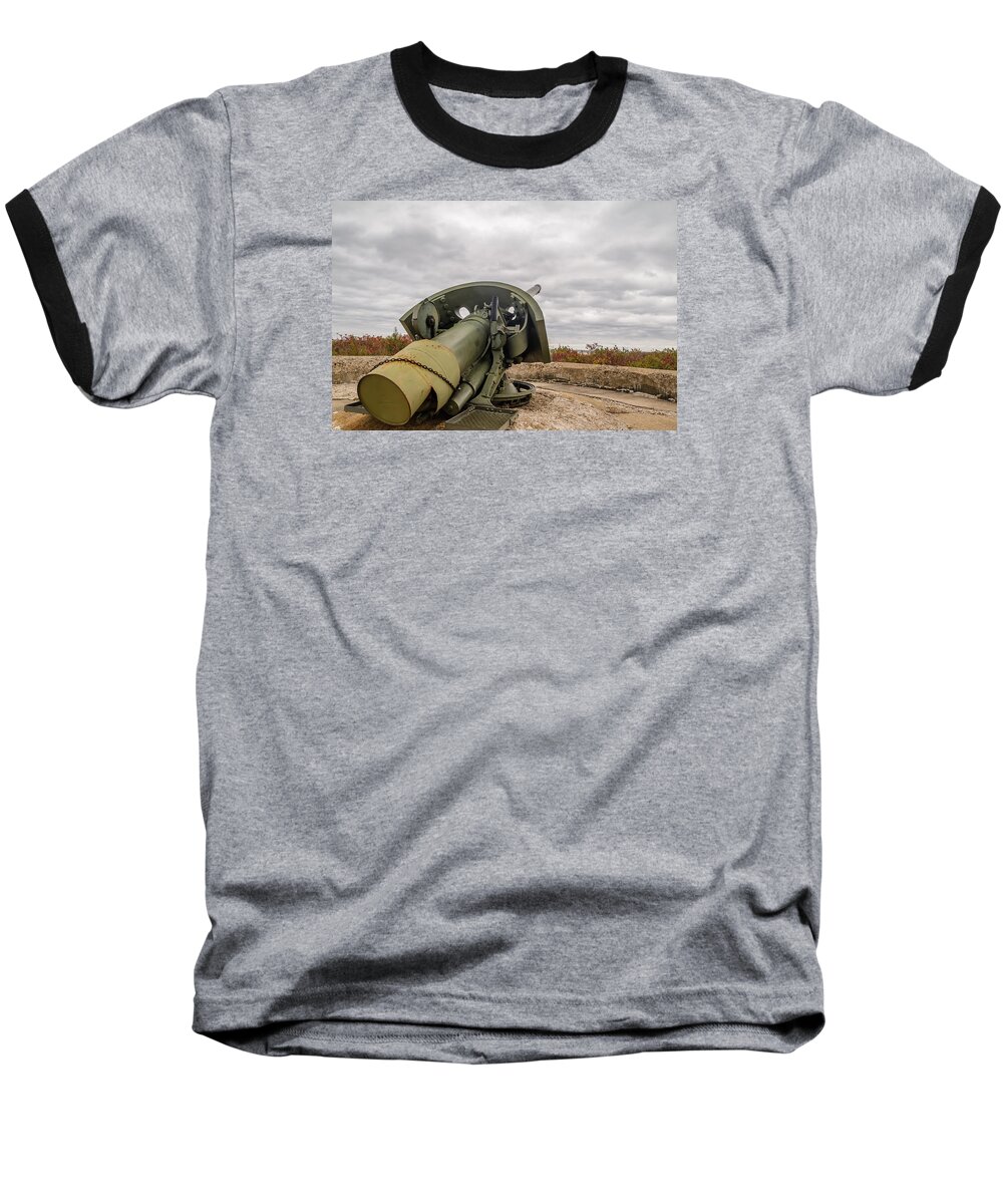 M1900 Baseball T-Shirt featuring the photograph Six inch Gun at Battery Peck #1 by SAURAVphoto Online Store