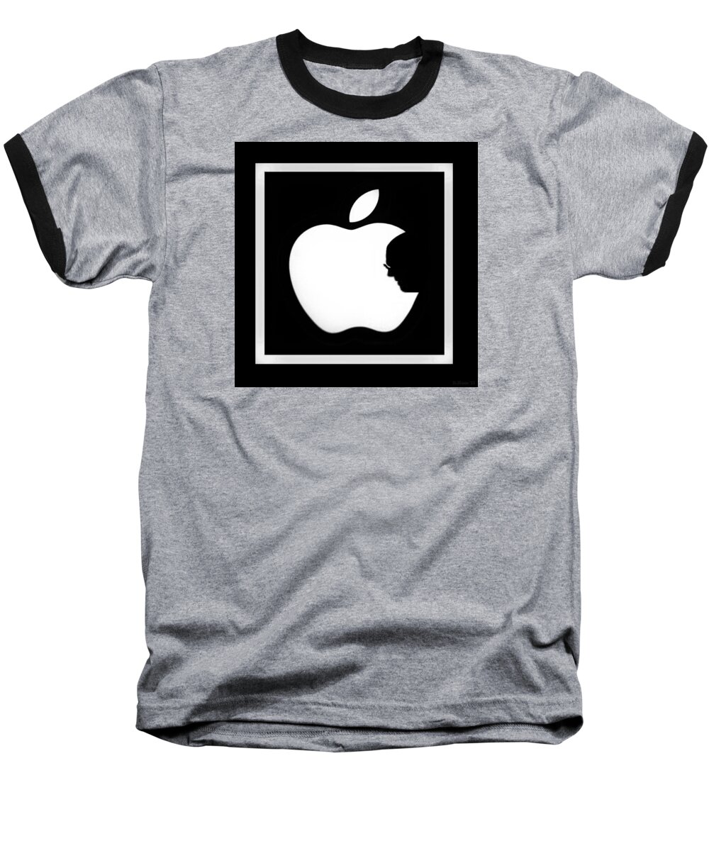 Black And White Baseball T-Shirt featuring the photograph Steve Jobs Apple #3 by Rob Hans