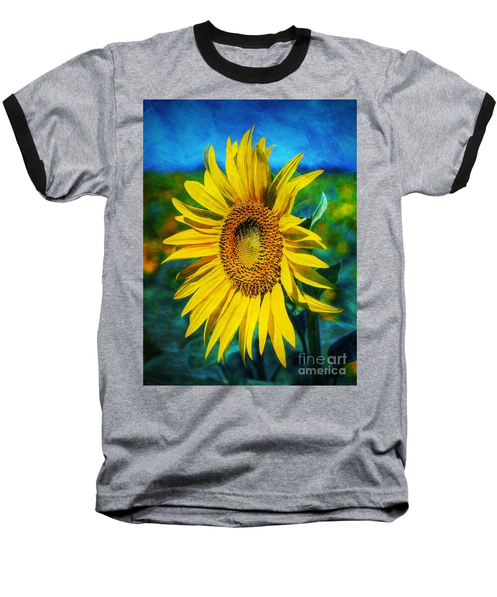 Sunflower Baseball T-Shirt featuring the digital art Sunflower #1 by Ian Mitchell