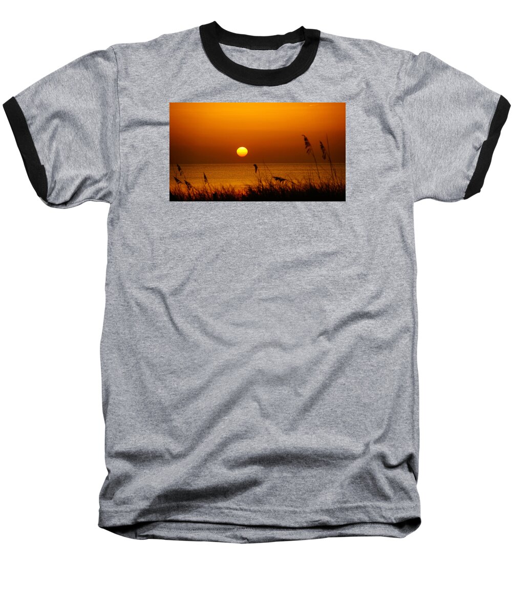 Sea Oats Baseball T-Shirt featuring the photograph Sunrise Sea Oats #1 by Lawrence S Richardson Jr
