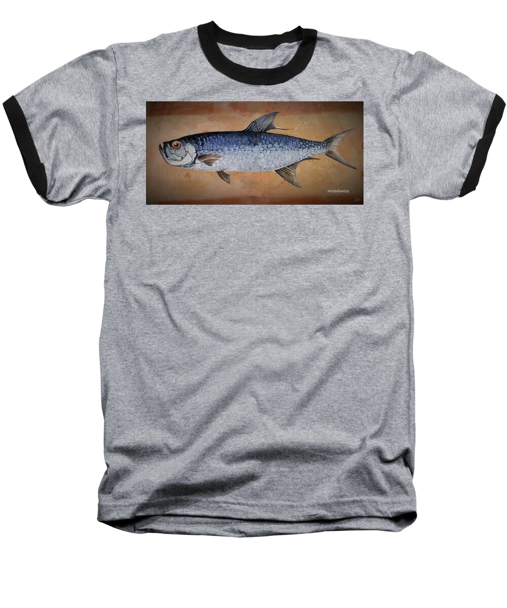 Fishing Tropical Fish Baseball T-Shirt featuring the painting Tarpan #2 by Andrew Drozdowicz