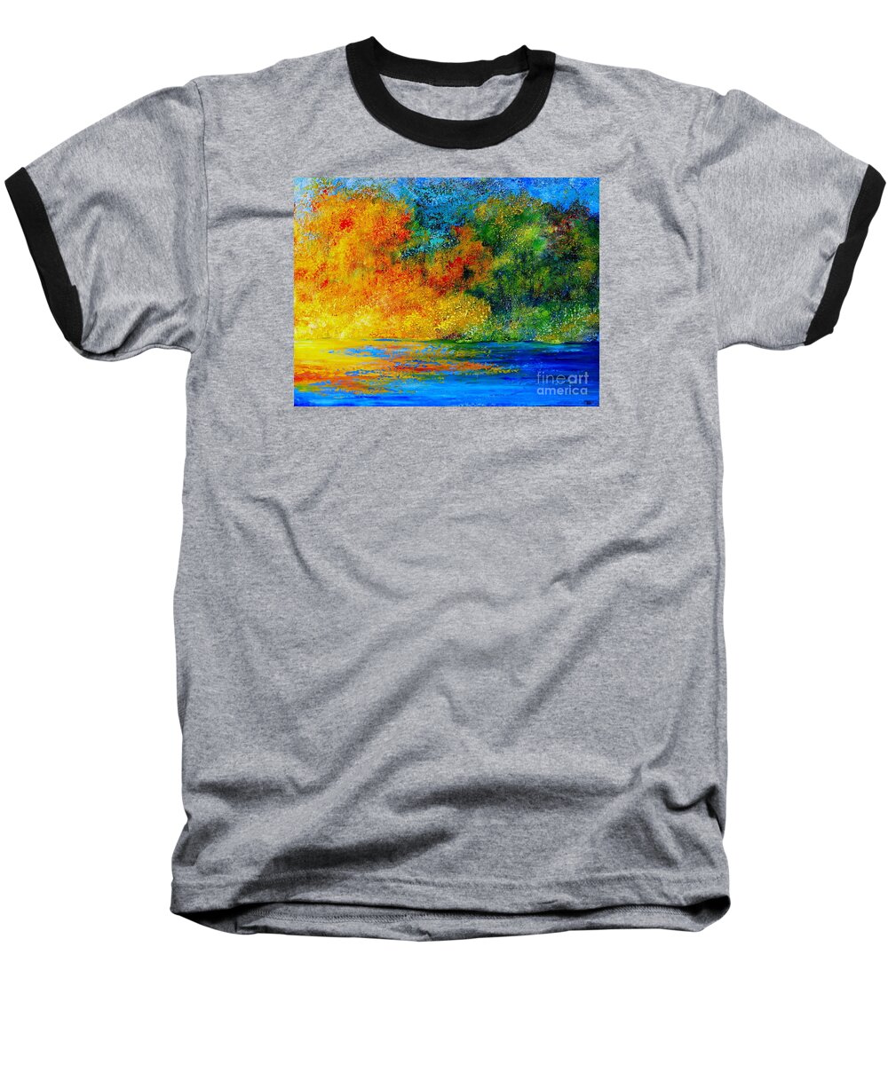 Landscape Baseball T-Shirt featuring the painting Memories Of Summer #2 by Teresa Wegrzyn
