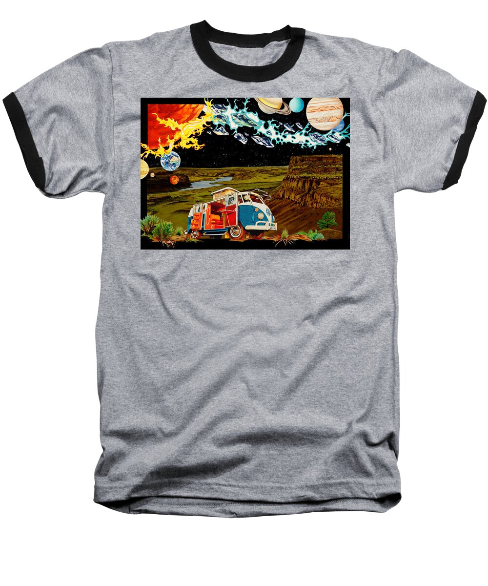 The Gorge Baseball T-Shirt featuring the drawing The Gorge-One Sweet World #1 by Joshua Morton