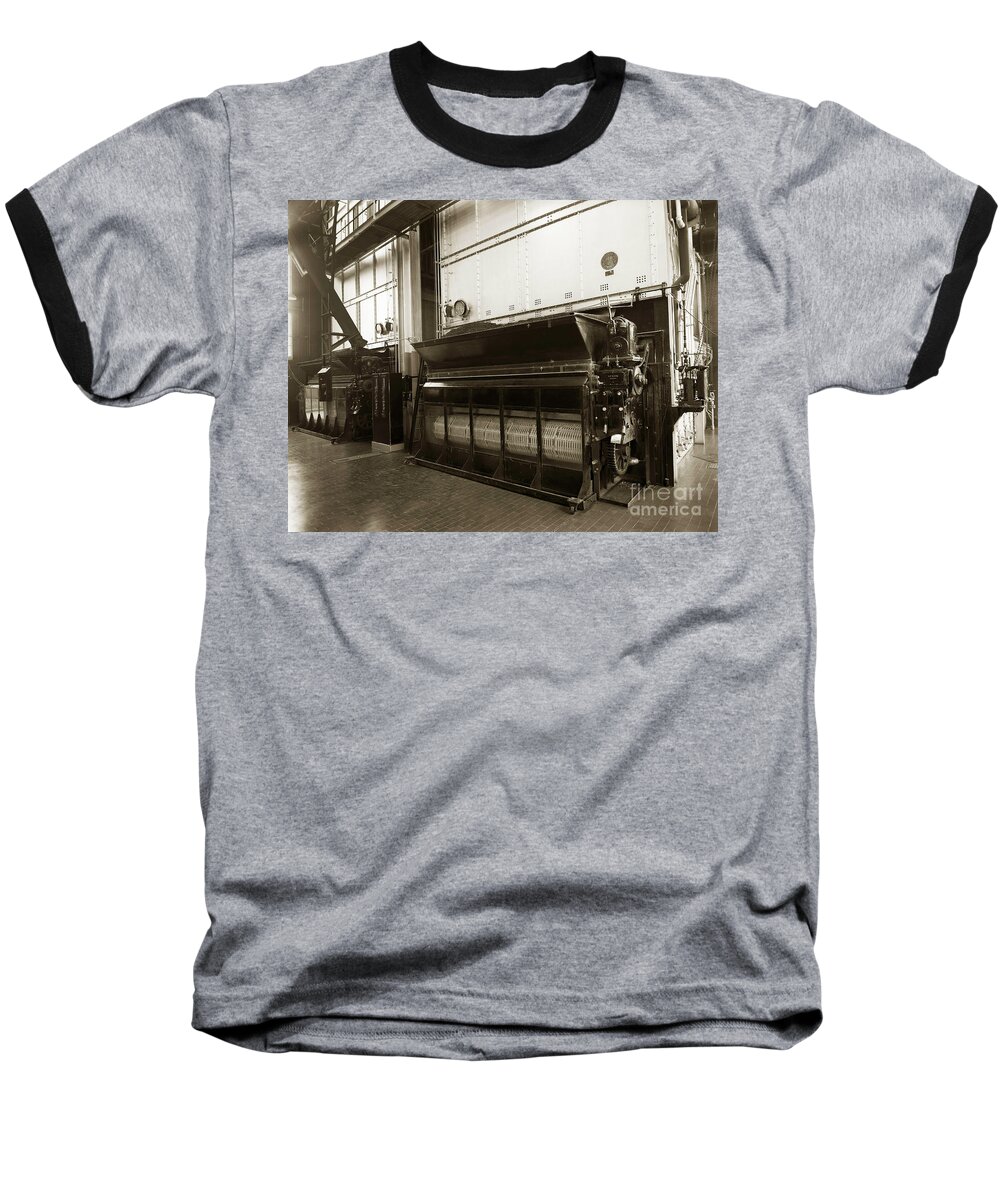 Stegmaier Baseball T-Shirt featuring the photograph The Stegmaier Brewery Boiler Room Wilkes Barre Pennsylvania 1930's #1 by Arthur Miller