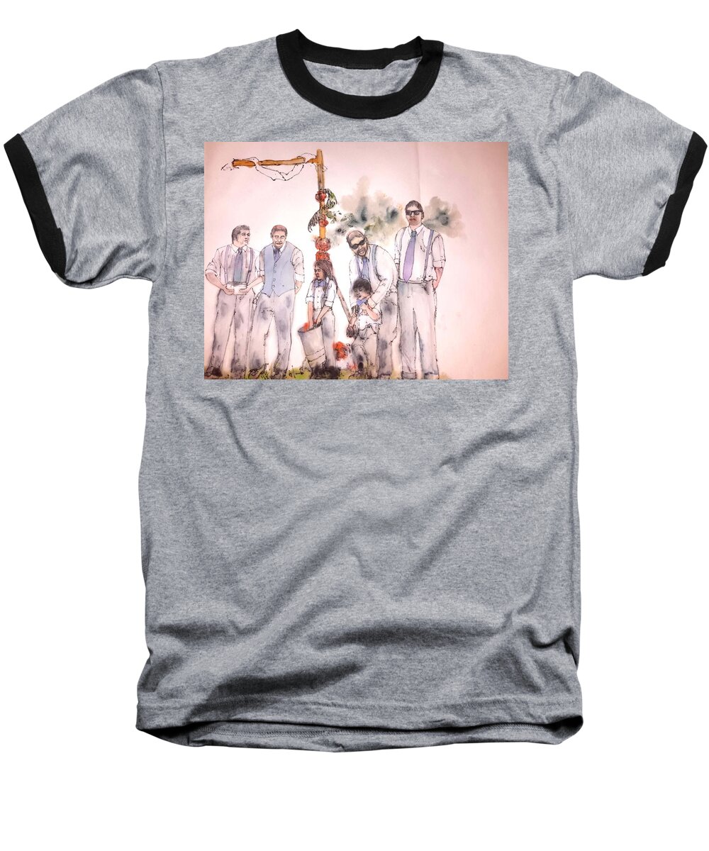 Wedding. Summer Baseball T-Shirt featuring the painting The Wedding Album #1 by Debbi Saccomanno Chan