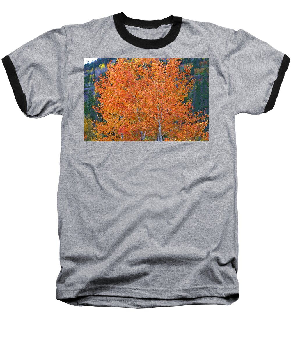 Autumn Baseball T-Shirt featuring the digital art Translucent Aspen Orange #1 by Gary Baird