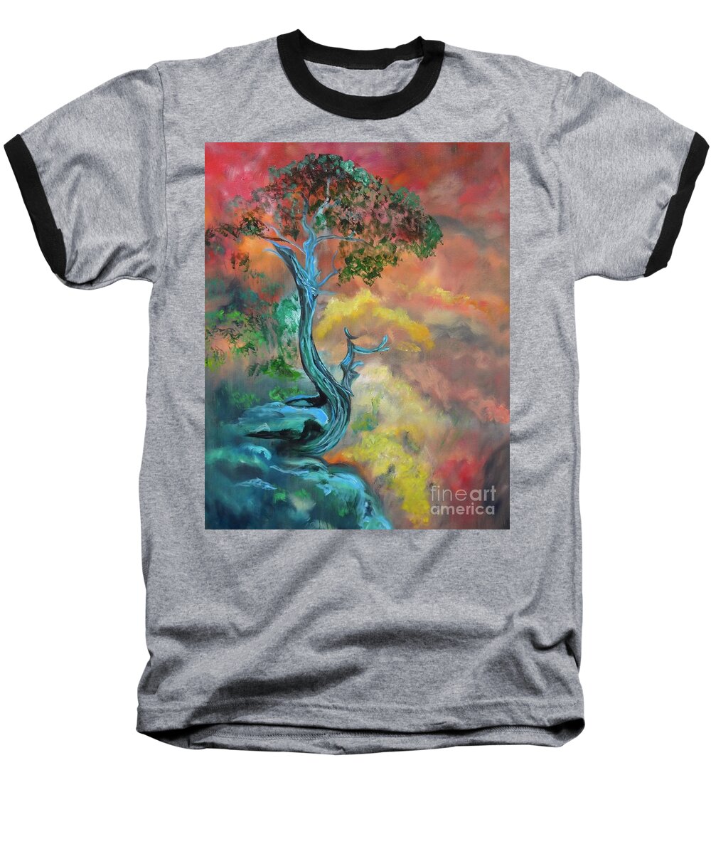 Abstract Tree Baseball T-Shirt featuring the painting Tree of Life 11 by Jenny Lee