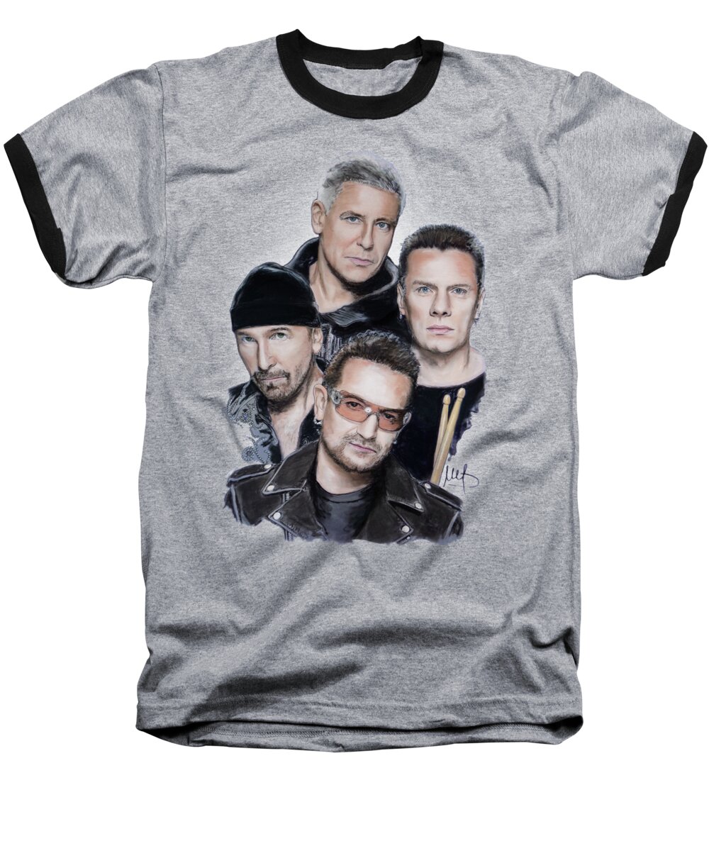 U2 Baseball T-Shirt featuring the mixed media U2 #3 by Melanie D