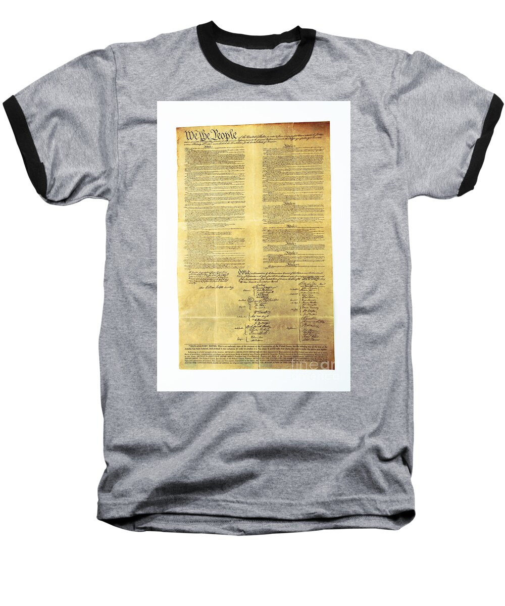 Constitution Baseball T-Shirt featuring the photograph U.s Constitution #1 by Photo Researchers, Inc.