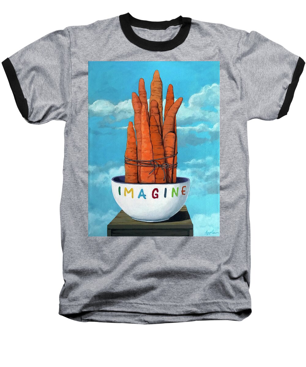 Carrots Baseball T-Shirt featuring the painting 10 Karat - Original Still Life by Linda Apple