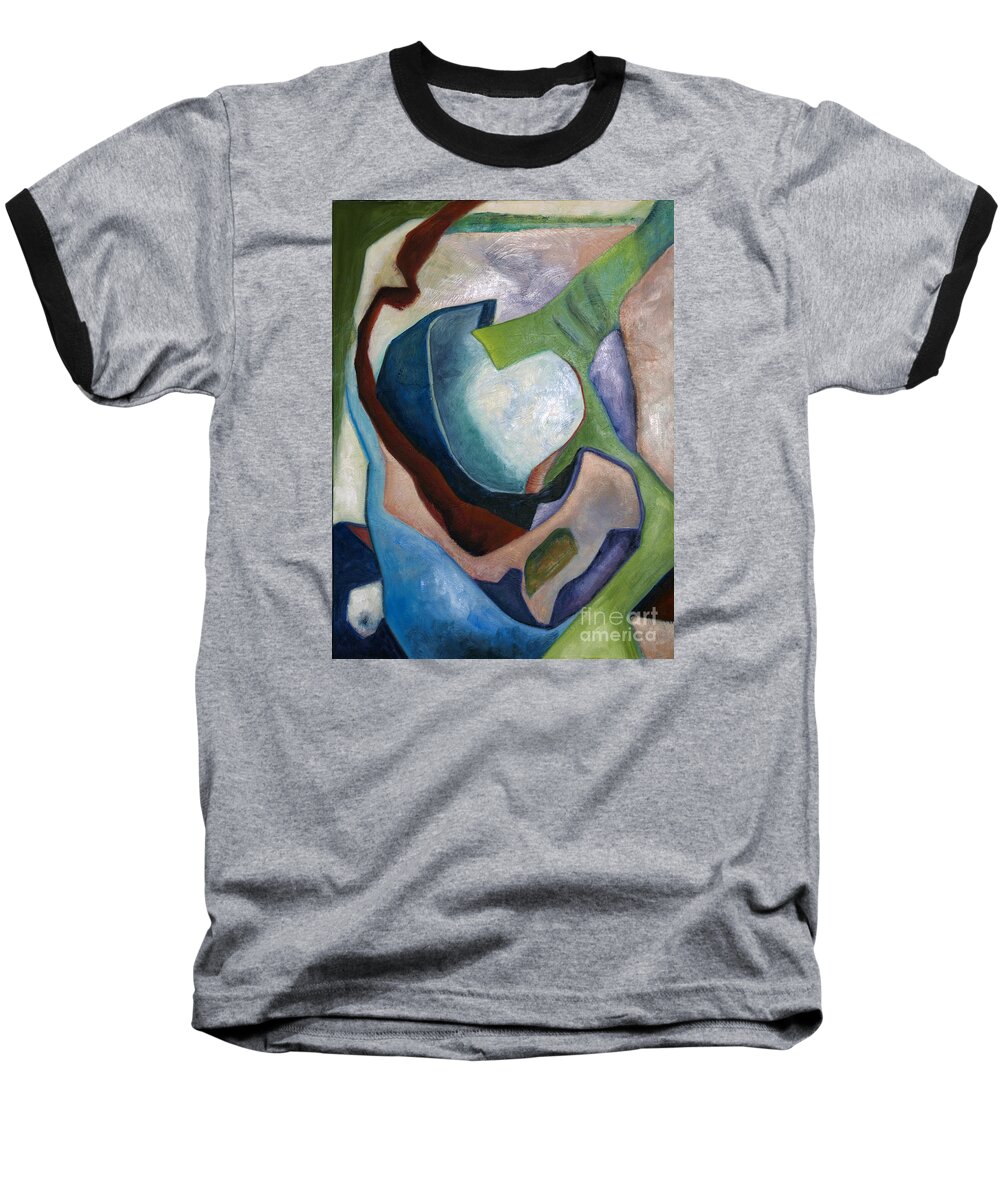 Abstract Baseball T-Shirt featuring the painting 1319 Partial Recall by AnneKarin Glass