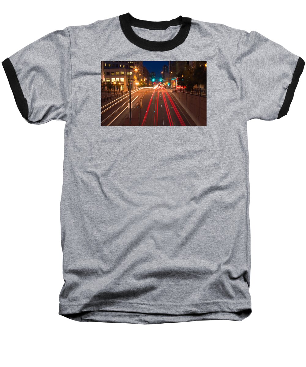 Long Exposure Baseball T-Shirt featuring the photograph 15th Street by Stephen Holst