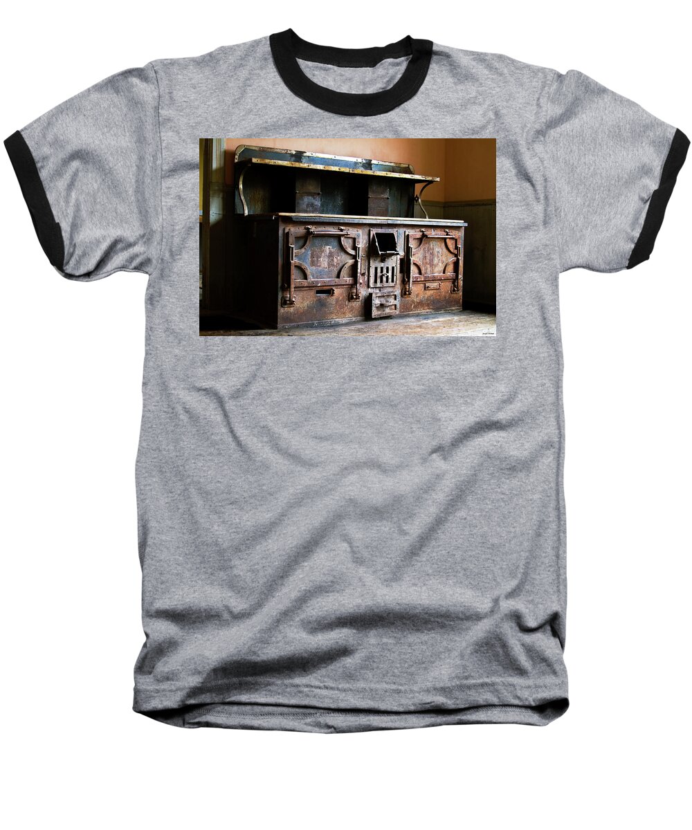 Old Stove Baseball T-Shirt featuring the photograph 1800's Stove by Joseph Noonan
