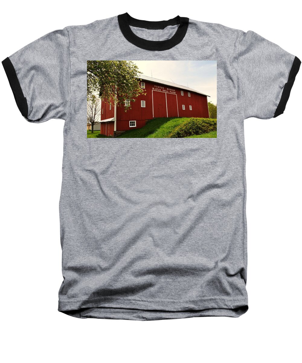 Barn Baseball T-Shirt featuring the digital art 1855 Maple Dell Farm Barn by Robert Habermehl