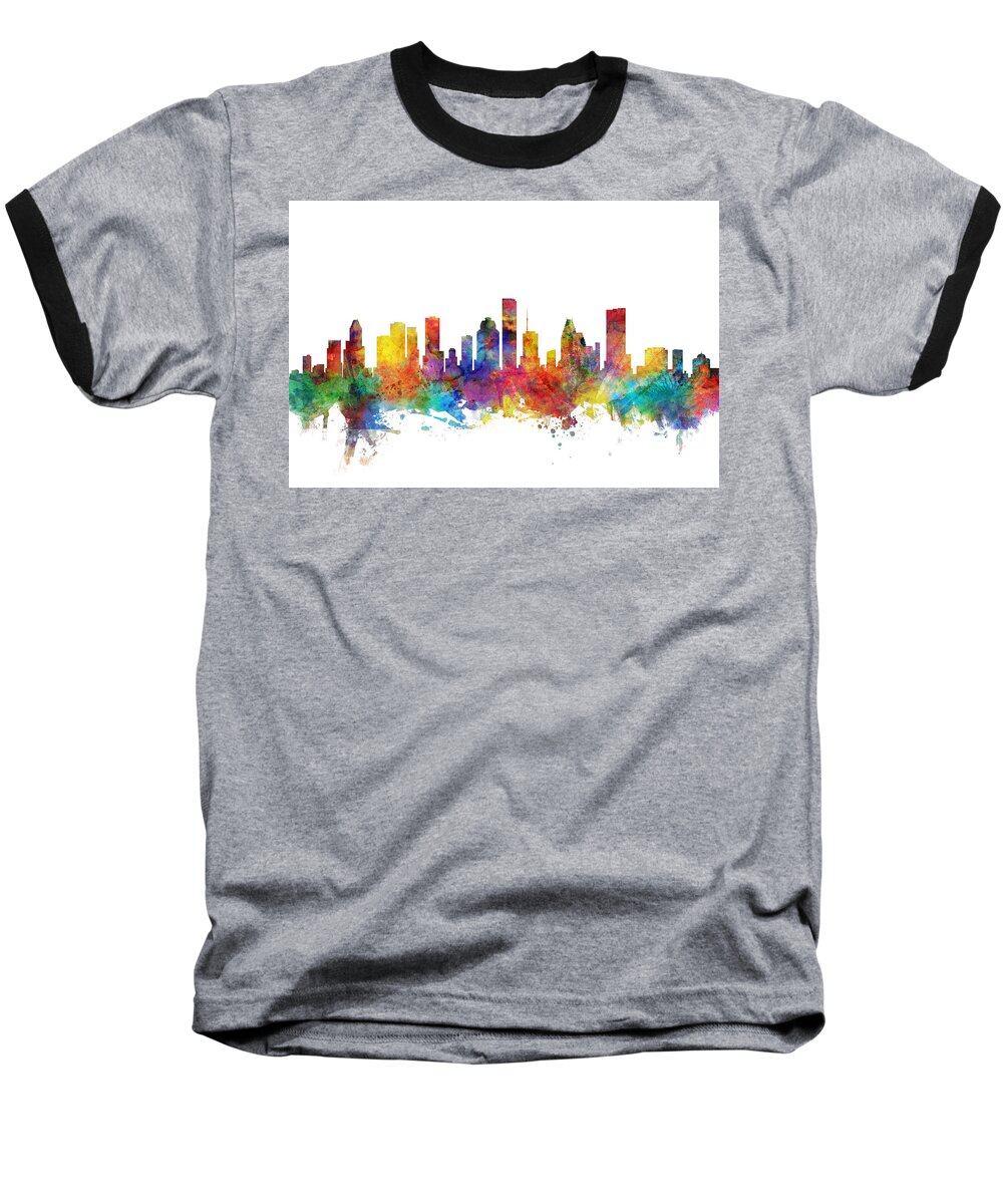 Houston Baseball T-Shirt featuring the digital art Houston Texas Skyline #19 by Michael Tompsett