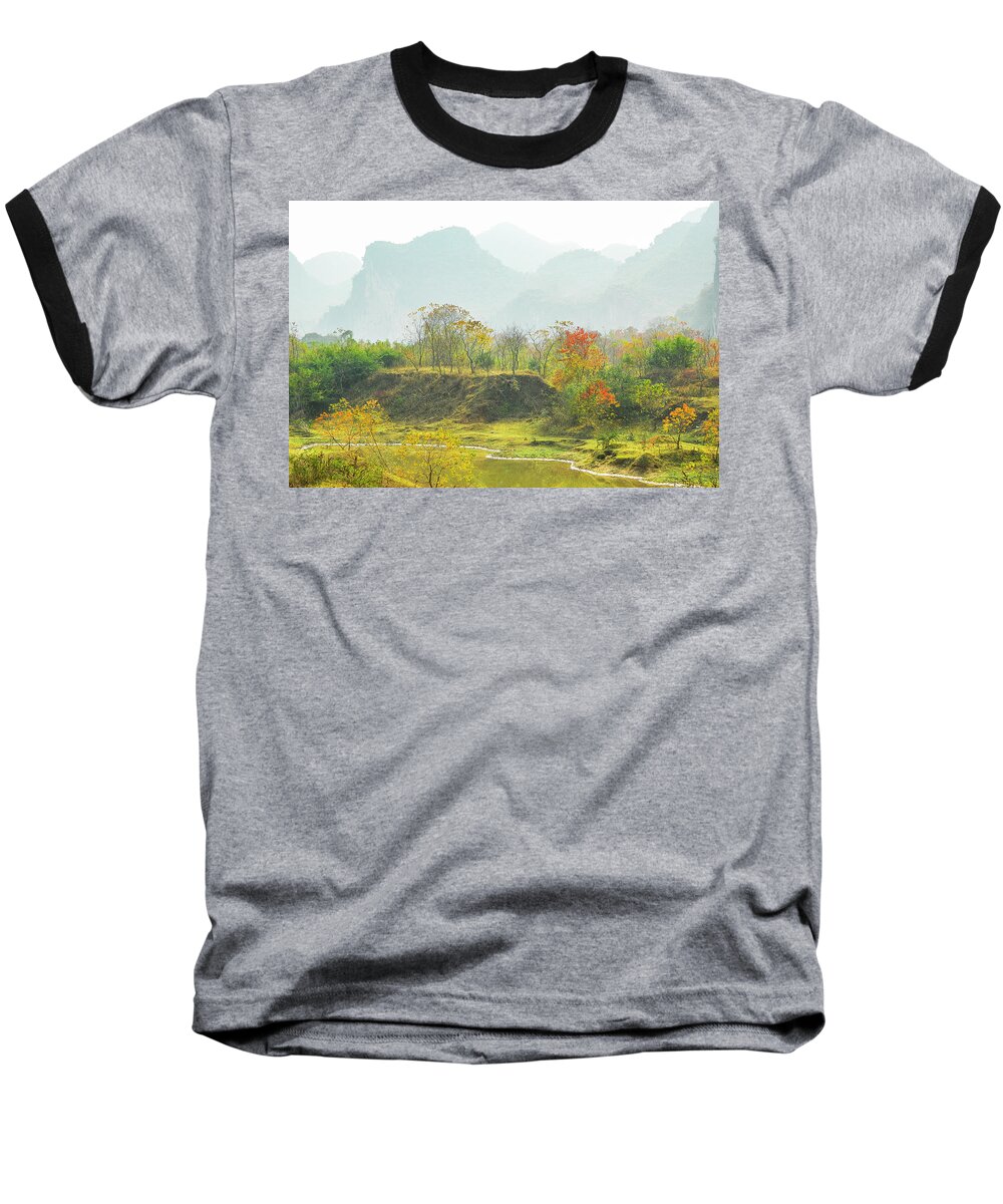 Red Baseball T-Shirt featuring the photograph The colorful autumn scenery #19 by Carl Ning