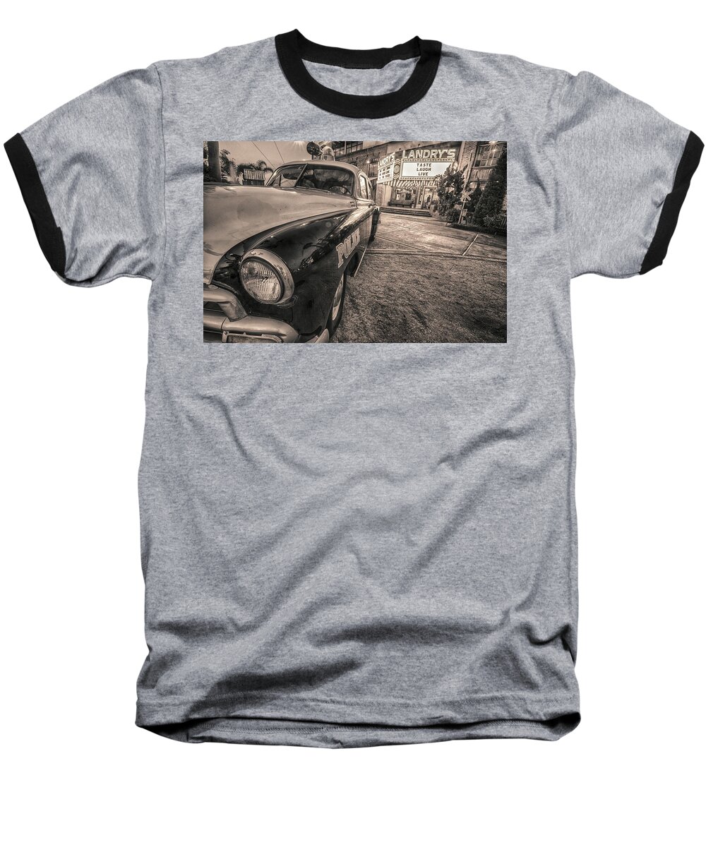 '52 Chevy Baseball T-Shirt featuring the tapestry - textile 1952 Chevy Black and White by Kathy Adams Clark